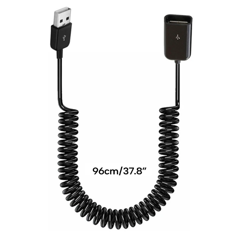 Coiled USB Extension Cable - 1M/3.2Ft Spring Telescopic Adapter