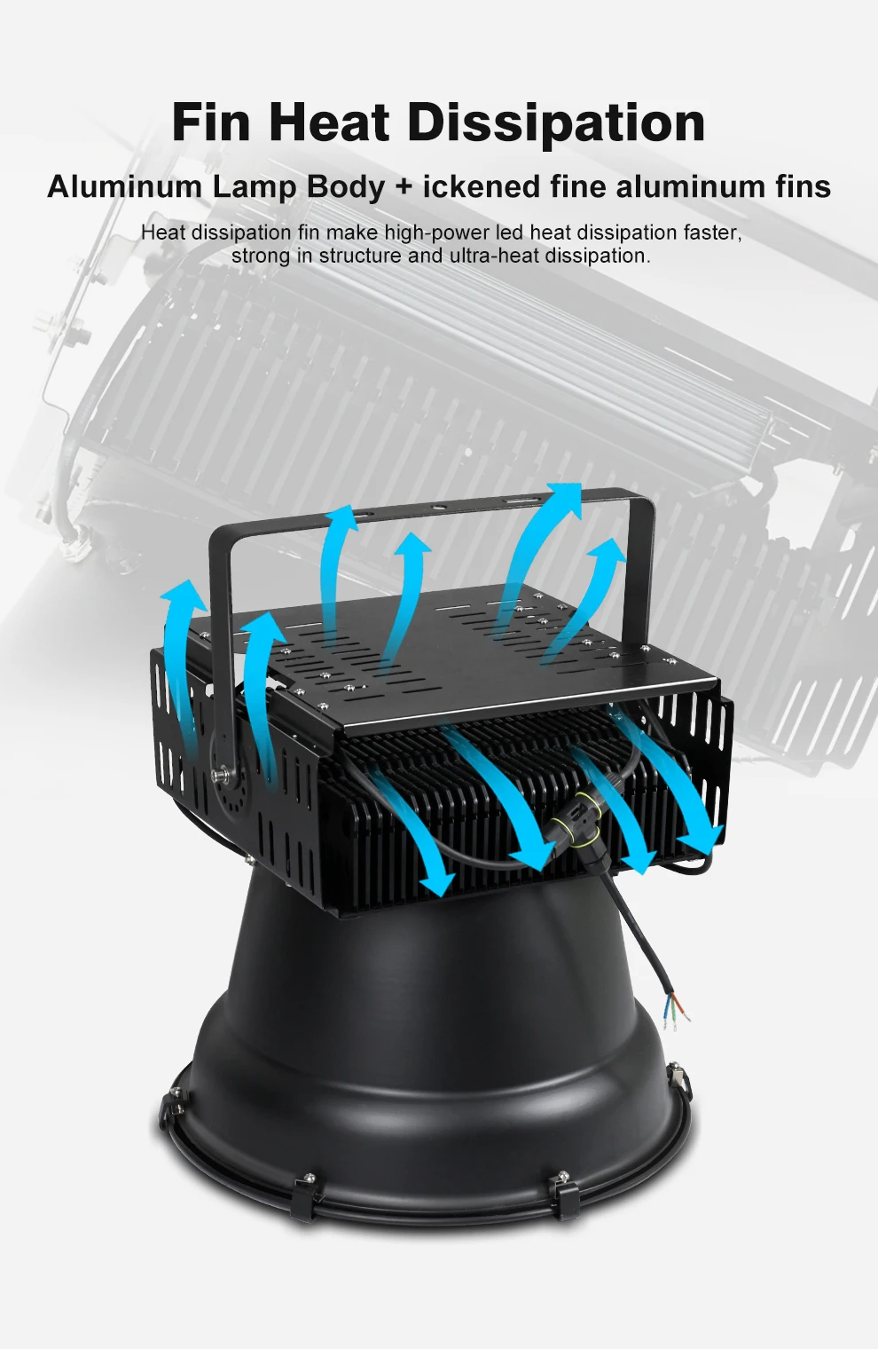 300W 500W LED-Drehkranleuchte AC100-277V IP65 Hochleistungs-Außenleuchte für Baustellen und große Stadien – Detail 6