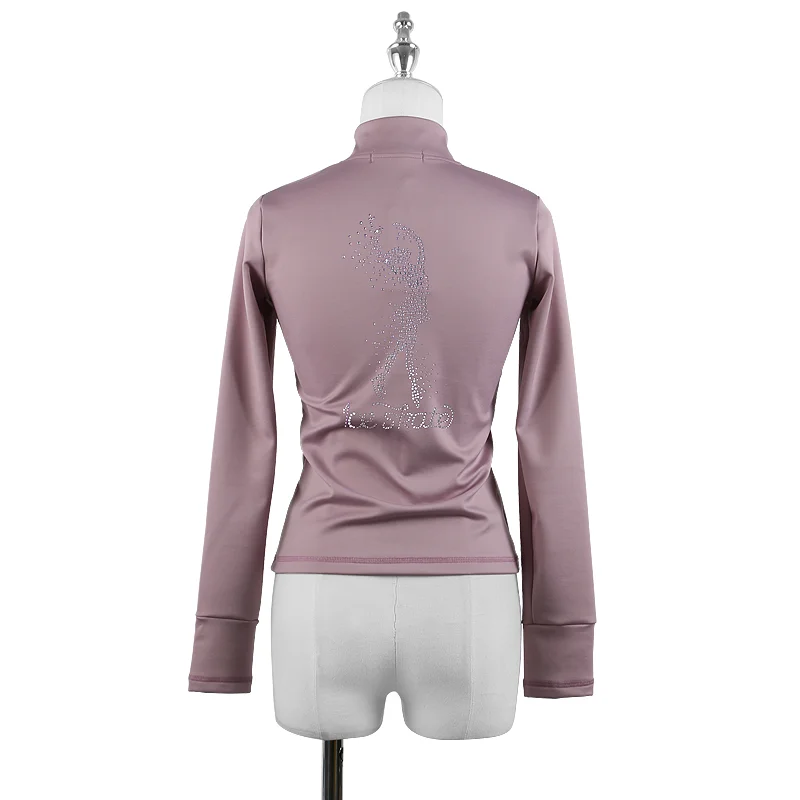 Ice Skating Costume Stretch Girl Training Suit Figure Skating Dress Top Children Adult Performance Suit Shiny Jeweled Iceman Pattern