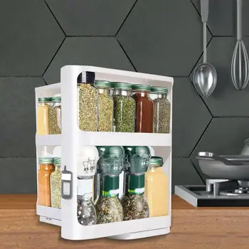 Pull & Rotate Spices Rack Organizer 28x13x27CM Storage Shelf Cabinet  For Spices Kitchen Cabinet Storage  Kitchen Accessories 3