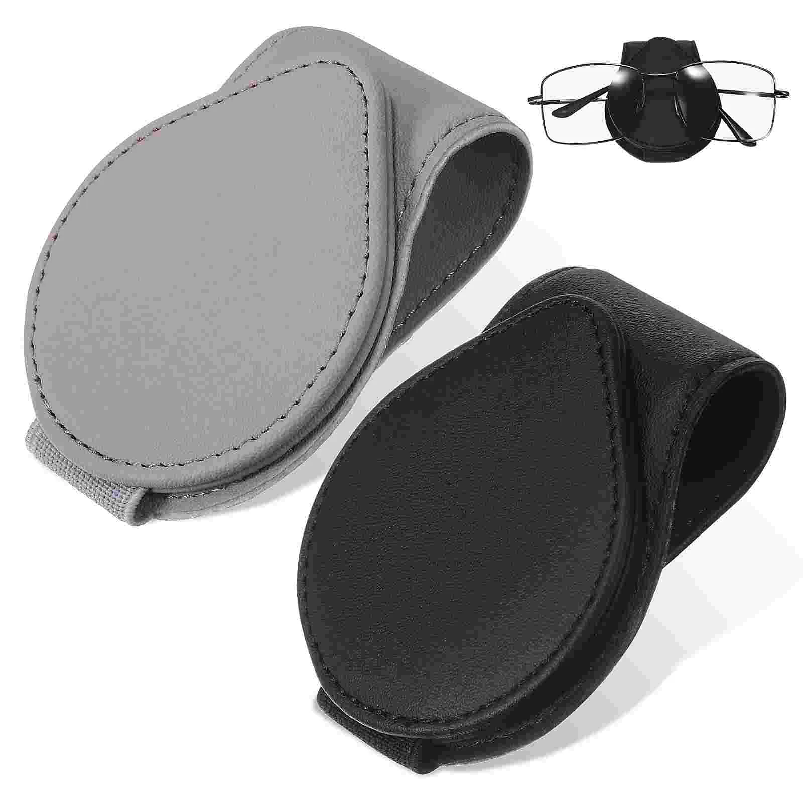 

2 Pcs Car Glasses Case Sunglasses Clip Black Gray 2pcs for Magnetic Holder Eyeglass Visor Assoceries Interior