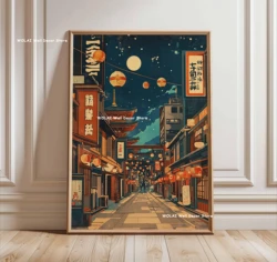 Tokyo Cityscape Canvas Print - Japanese Bar Art Illustration for Modern Living Room Decor (WO2228 - 4)