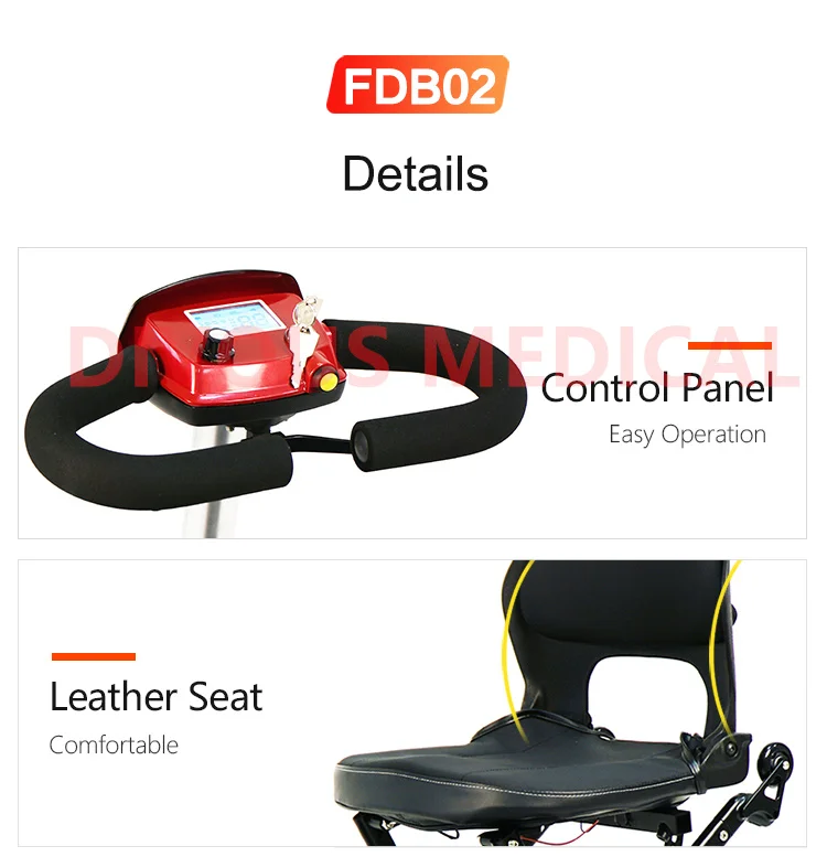 Auto Fold Electric Mobility Scooter 4 Wheels Handicapped Scooter For Disabled Outdoor