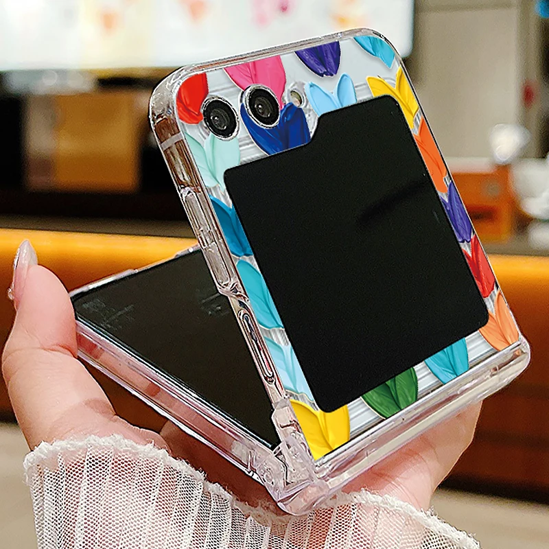 Clear Love Heart Pattern Phone Case - Hard Folding Back Cover