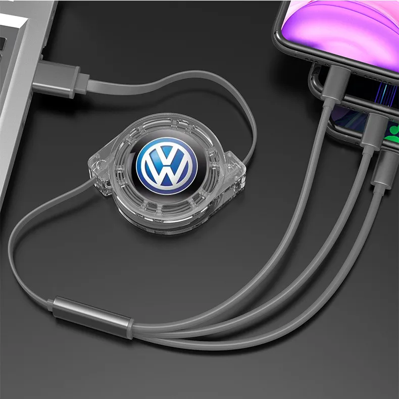 New 3 In 1 Micro USB Type C Charging Cable Multi Charger For VW Volkswagen Golf