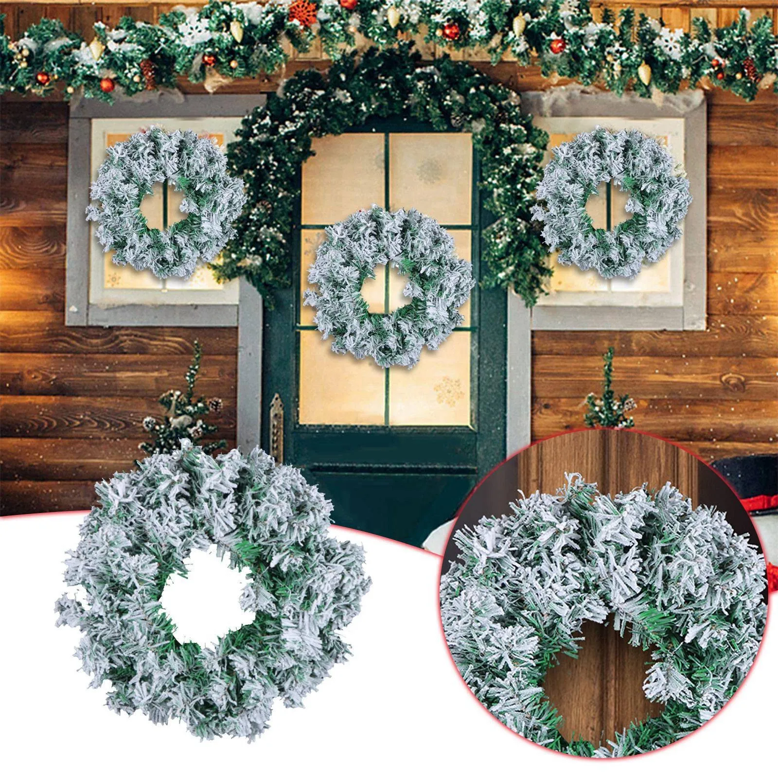 

Christmas Wreath 2023 Snow Covered Pvc Rattan Ring Shopping Mall Window Christmas Decoration Pendant