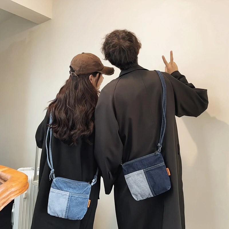 Patchwork Denim Women's Bag New Jeans Pocket Canvas Shoulder Bag Cowboy Handbags Small Messenger Bag Y2K Eco Bag Korean Satchels