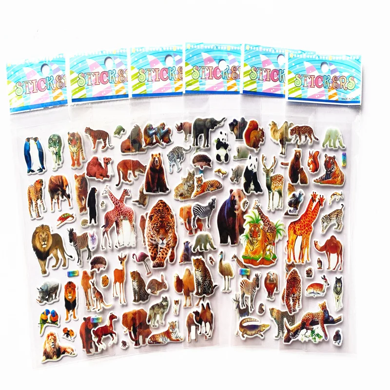 10 Stück 3D-Puffy-Aufkleber, Tiere, große Aufkleber, Sammelalbum, Dekoration, Geburtstag, Neujahr, Weihnachten, Geschenke für Kinder, Jungen und Mädchen