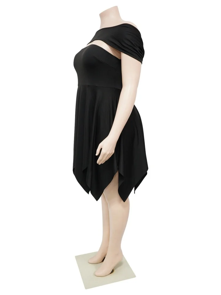 Wmstar Plus Size Dresses for Women 20205 Wholesale Strapless Casual High Street Sexy Ruffled Hollow Out Sweet Dress Dropshopping