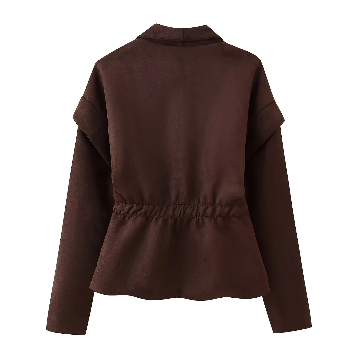 Autumn New Solid Waist Cinching Blazer Women Shoulder Pads Turn Down Collar Jackets Coat Chic Elegant Casual Jackets Streetwear