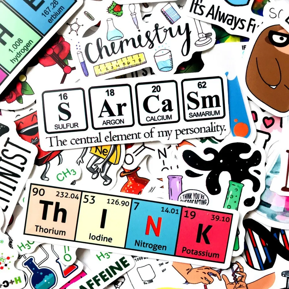 화학 주기 표 스티커, 노트북 자전거 기타 스케이트보드 스티커, 아이 DIY 그래피티 방수 스티커 장난감, 10 개, 30 개, 50 개
