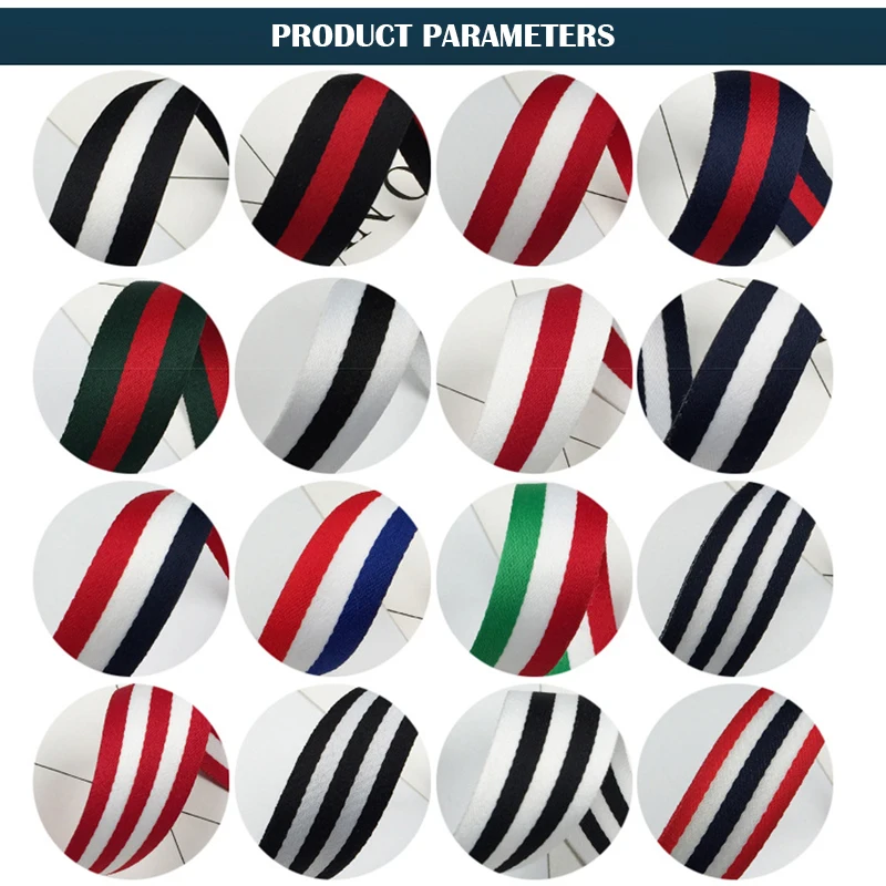 Tri Color Striped Woven Ribbon 5yards 10/15/20/25/30/40mm Embroidered Thickened 100D Backpack Woven Ribbon Medal Strap ribbon decoration ribbon supplies sewing ribbon web strap ribbon