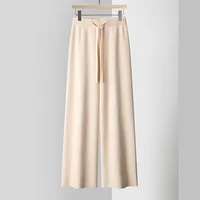 Knitted Wide Leg Pants for Women New Elastic Band Wool Pants casual pants Sports Pants 2025 Spring Strong Inclusive Floor pants 2