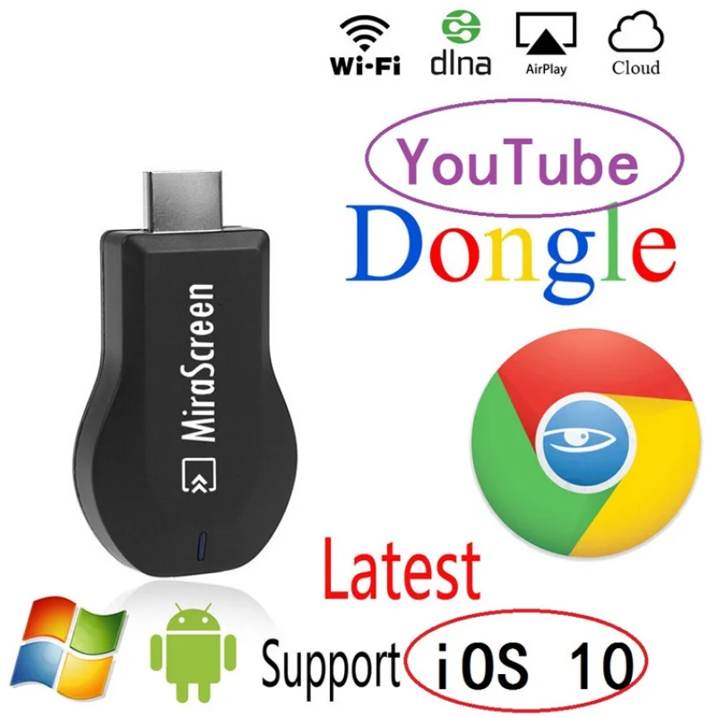 Dongle Hdmi Android iOS IPhone Smart WIFI DLNA Airplay Miracast Screen EasyCast OTA Stick Mirascreen TV Dongle 2.4G 1080P