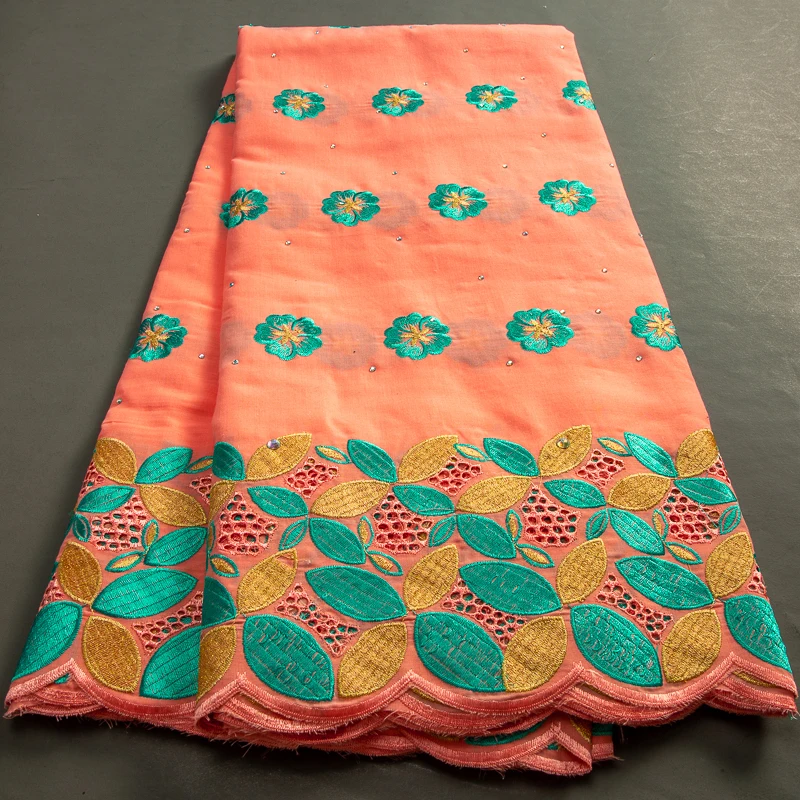 

2023 Latest 100% Cotton African Swiss Voile Lace Fabric High Quality Nigerian Embroidered Lace Fabric 5 Yards for Women A3444