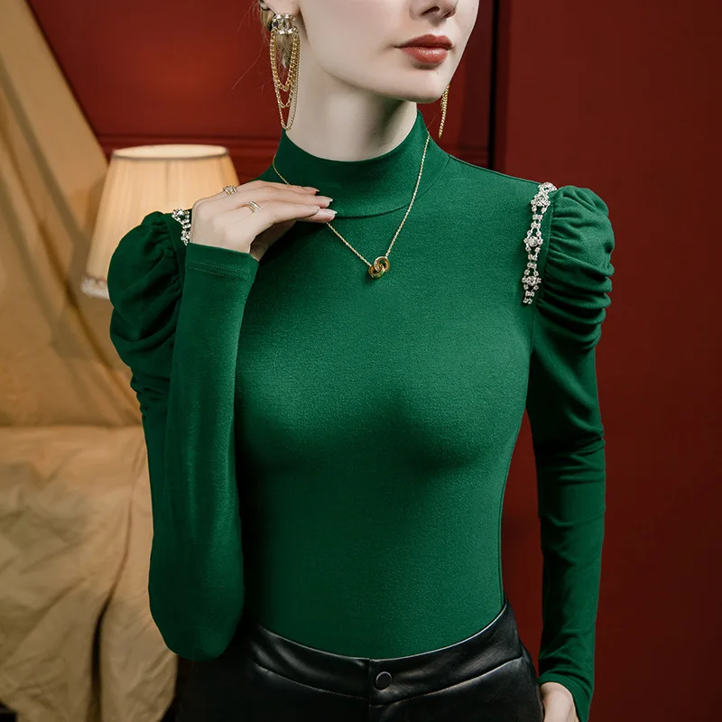 

New 2023 Commuting Women Autumn Winter Splice Simple Design T-shirt Sexy Crop Top Clothes Casual Blouses Grace Meeting Graphic