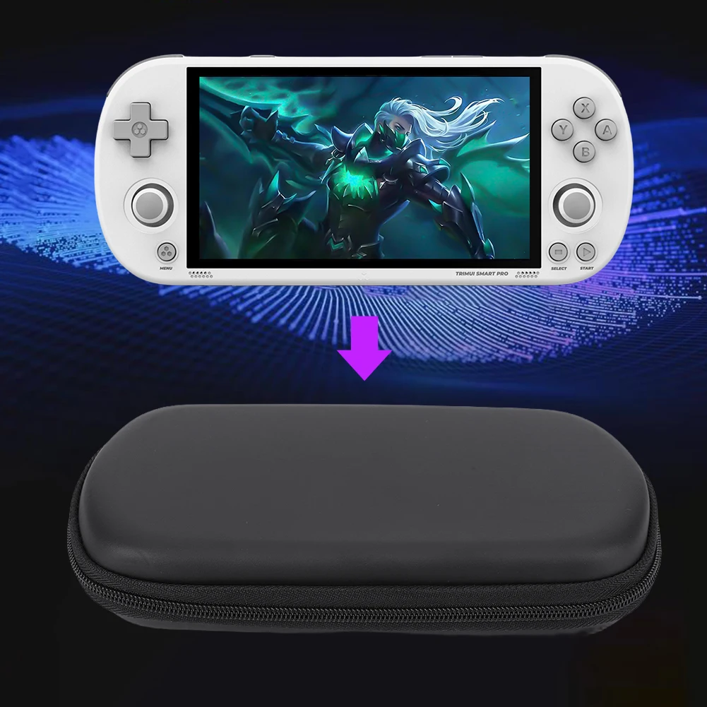 Hard EVA Carrying Case with Tempered Glass Film Handheld Game Console Case Shockproof for Trimui Smart Pro Handheld Game Console