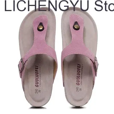 New Summer Women Beach Shoe Casual Cork PU Leather Slippers Men Outdoor Fashion Flip Flops Footwear