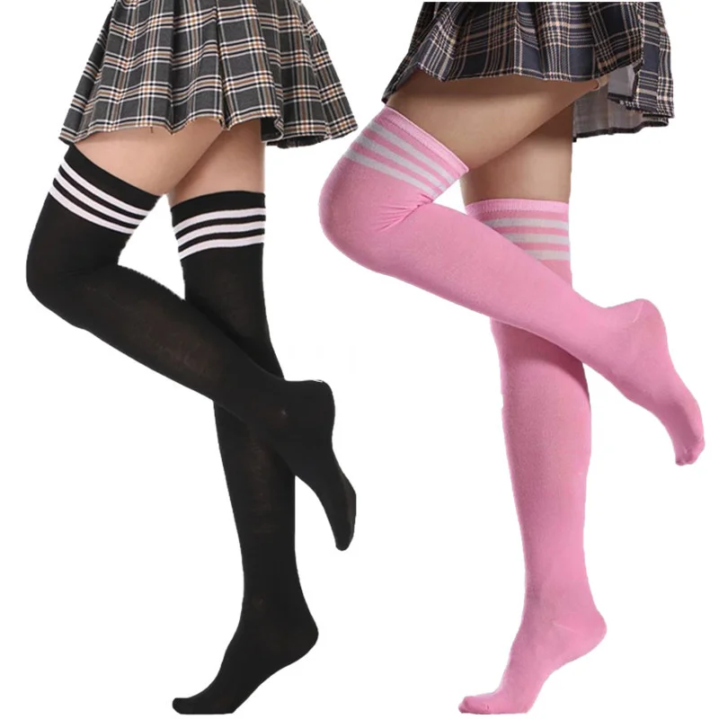 Tanie Compression Socks Black White Soild Color Long Socks Women Over Knee Thigh sklep