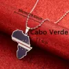 Africa Map & Cabo Verde Flag  Pendant Necklaces Gold Color Jewelry 5