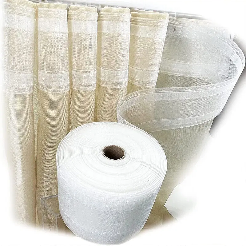 10M/20M White Pleat Curtain Pinch Heading Tape Transparent Rod Belt Crafts Nylon Multi-function Curtains Accessories