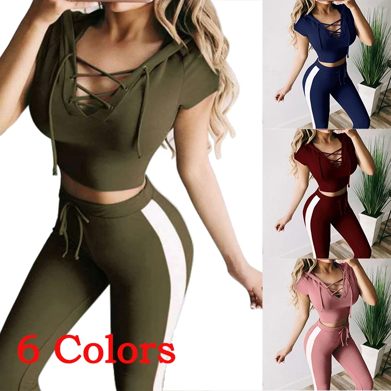 

New Summer Women printing Tracksuit Oversized Hoodie and Pants Casual Sport Suit 2 Piece Set 6 Colors Jogging Suit