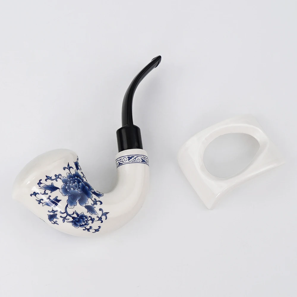 RU MuXiang Chinese Style Ceramic Pipe , Tobacco Pipe and Stand Set