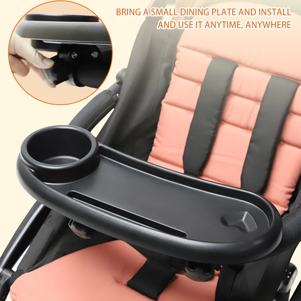 Universal Strollers Dinner Plate With Drink Holder Easy Cleaning Pushchair Snack Tray For Baby Trolleys