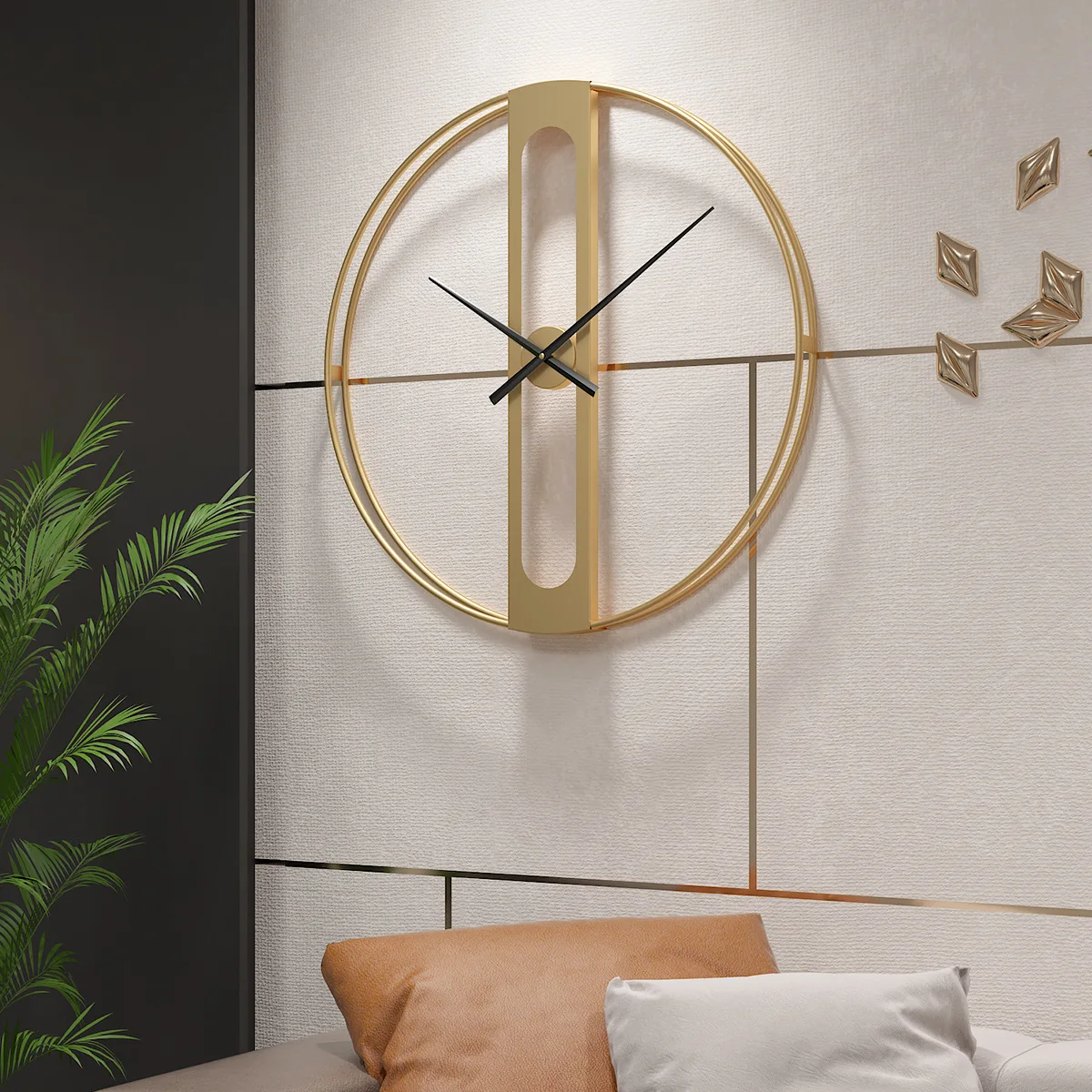 50CM Wall Clocks Skeleton Retro Style Metal Silent Clocks Home Office Living Room Bedroom Decoration