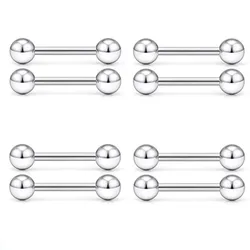 6PCS Shimmering Acrylic Tongue and Nipple Barbell Set (Silver 6PCS)
