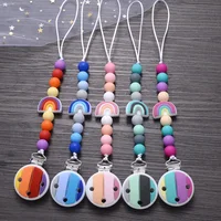 BPA Free Cartoon Silicone Baby Nipple Holder Clip Infant Teether Beads Pacifier Chain Nursing Chew Toys Gifts Soother Chain 1