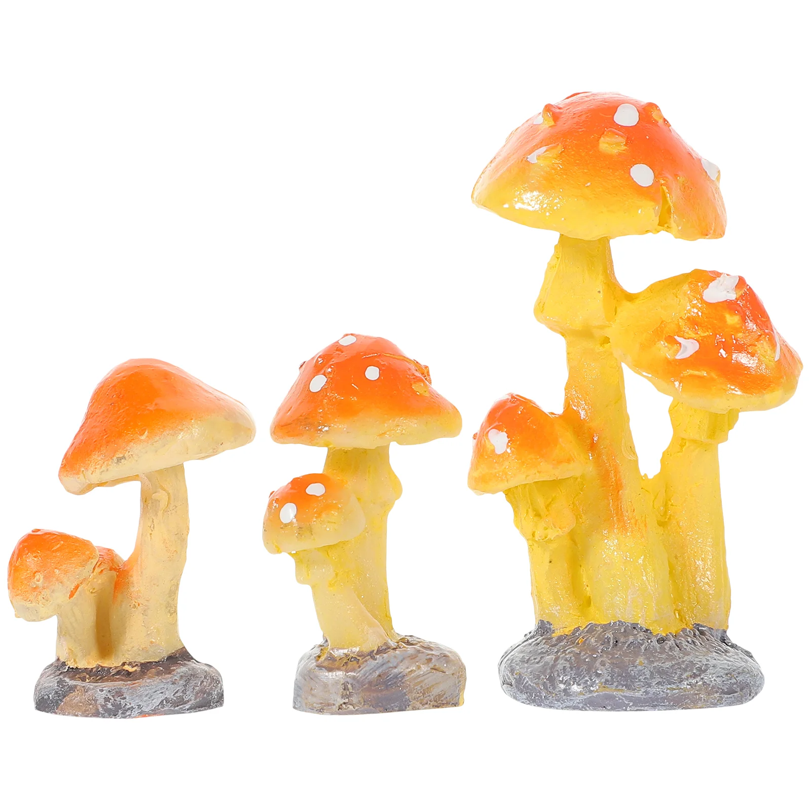 

3 Pcs Mini Mushrooms Ornament Miniature Figure Decoration Potted Plant Small Figurines Micro Landscape Resin Garden Tiny