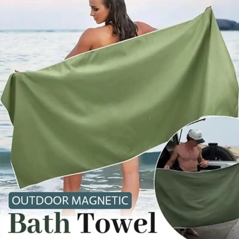 Cotton Beach Towel Bath Towel New Multifunctional Outdoor Magnetic Bath Towel Portable Coral Fleece Magnet Towels for Beach