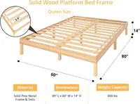 14 Inch Solid Wood Platform Bed Frame, Pine Wood Platform , No Squeak 2