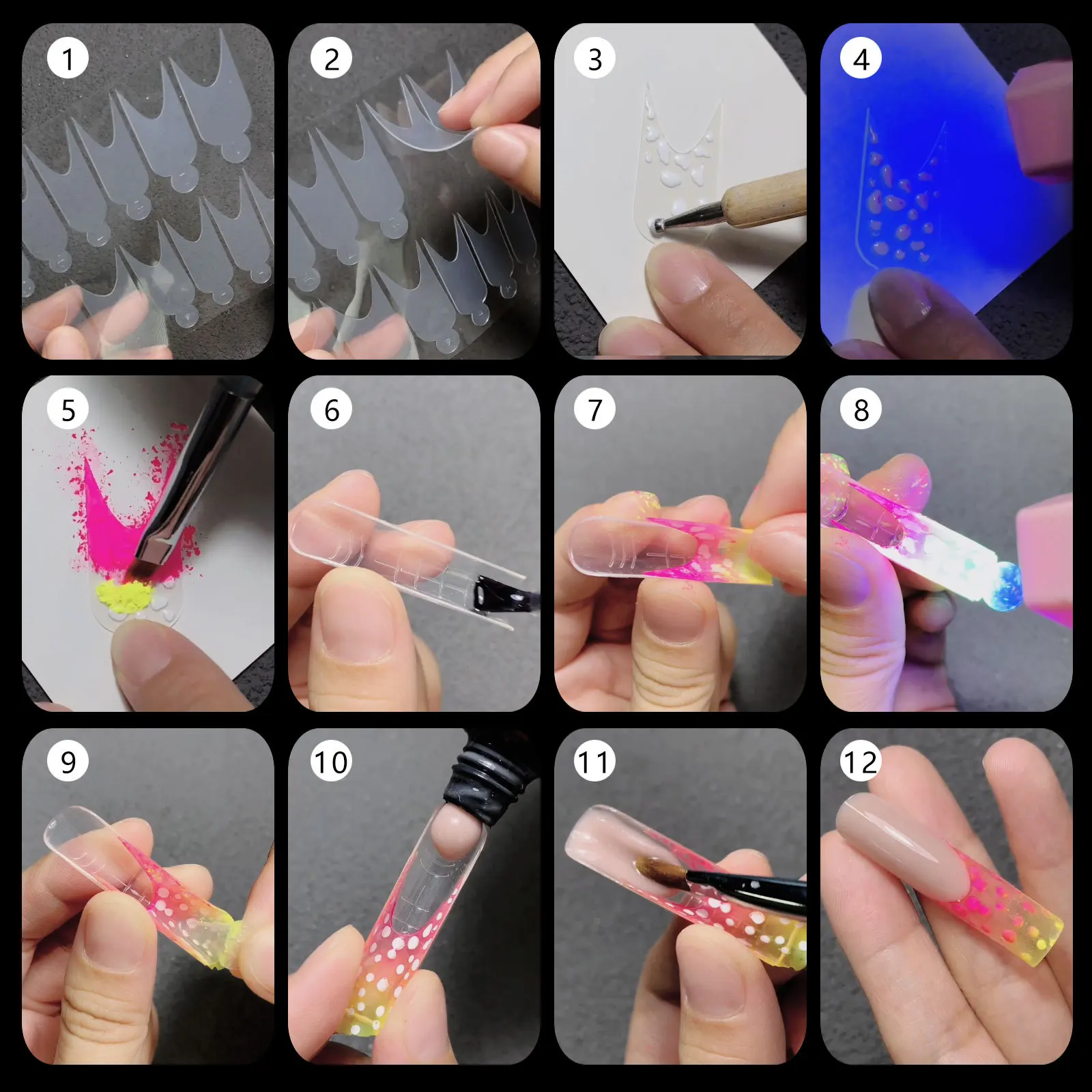 Description Picture 6 of itemDual Nail Forms Silicone Pads False Tips For Nails Gel Extension Quick Building Reusable French Sticker Mold Soft Manicure Tools