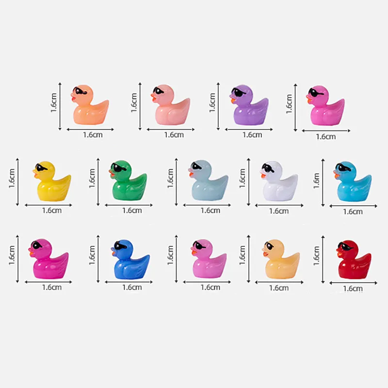 5-15PCS Mini Ducks with Glasses Miniatures Duck Resin Home Accessories Mini  Duck Fairy Garden Decoration DIY Kawaii Ornaments