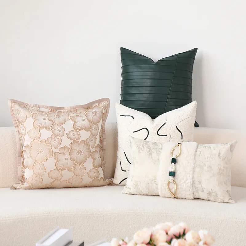 

Cushion Cover Nordic Simple Light Luxury Style Soft Multi-color Stitching Bedroom Sofa Waist Pillowcase Home Decoration 45*45