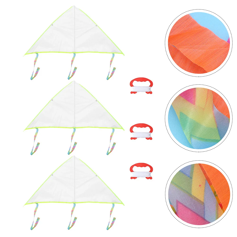 

3 Sets Kite Making DIY Triangle Blank Graffiti Kite Creative Painting Kite Flying Kite Decorating Coloring Kite with Swivel for