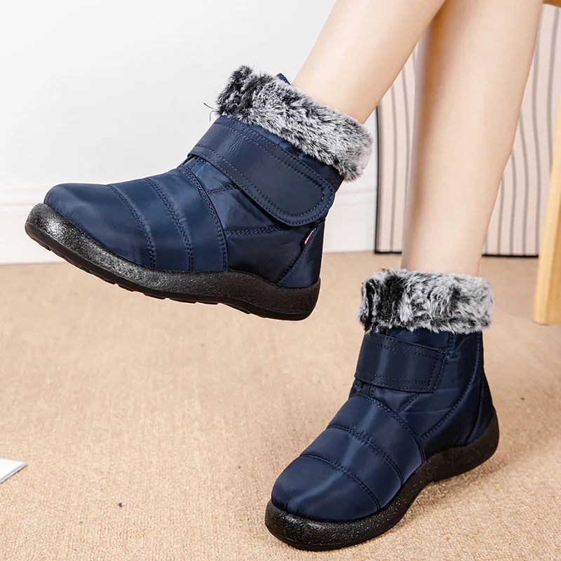 Womens Waterproof Boots Made Of Looped Rabbit Fur