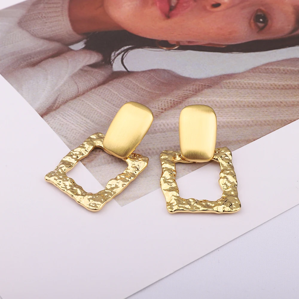 

European and American New Trend Earrings Fashion Temperament Simple Hollow out Square Shape Women's Accessories Party Gift