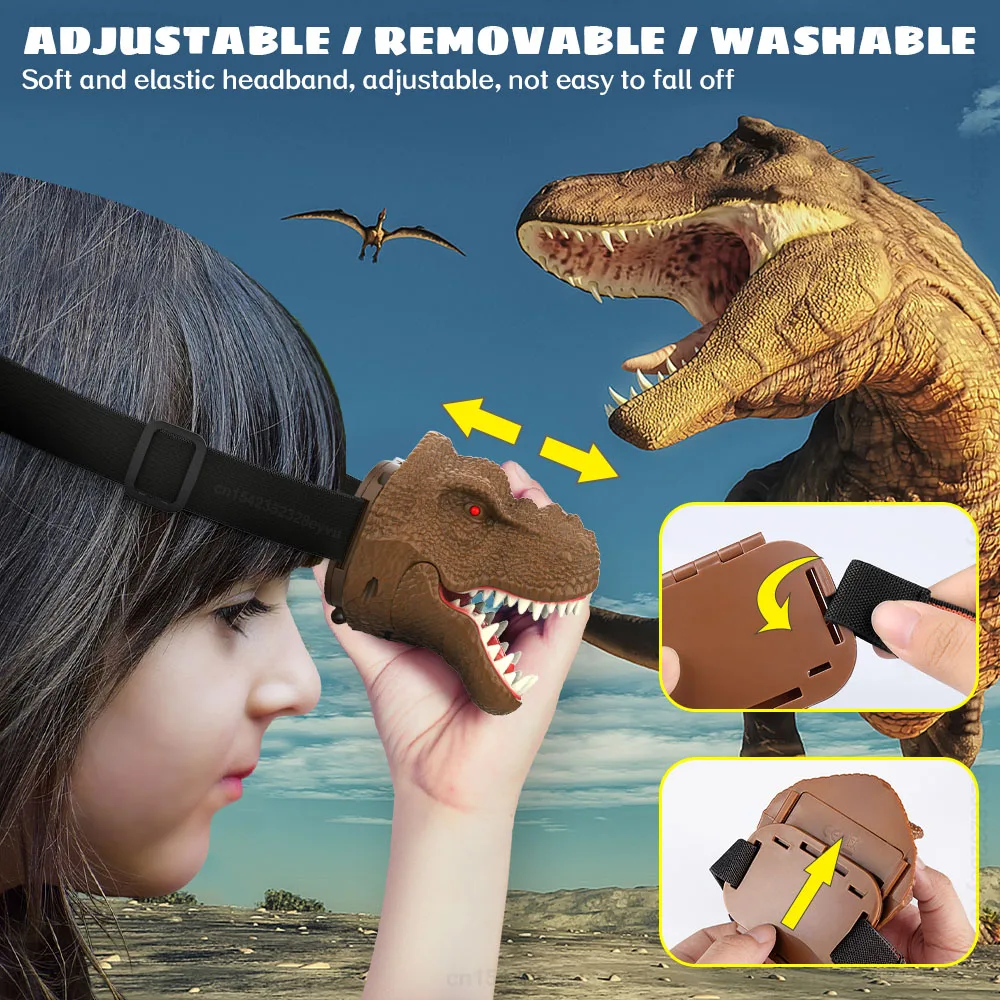 Lampe de sauna LED pour enfants, lampe de poche avec tête de dinosaure T-Rex  rugissant, jouets d'éclairage de camping en plein air - AliExpress