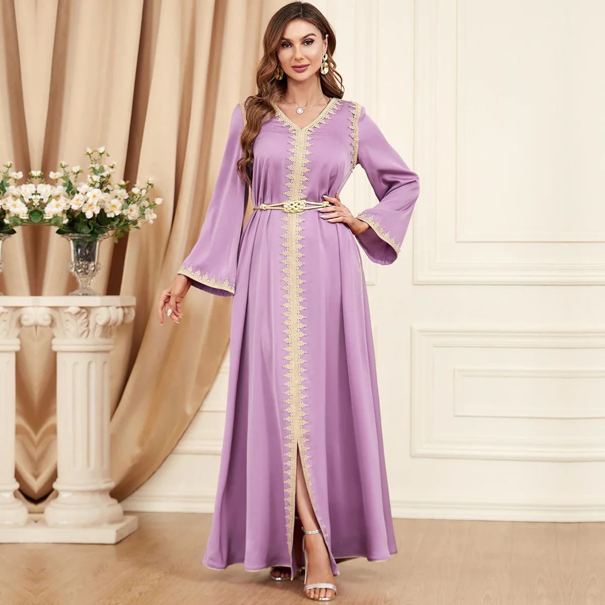 Ramadan Middle East Saudi Arabian Muslim Women\'s Fashion Spring And Autumn Islamic Splice Women\'s Abaya Dress Dress