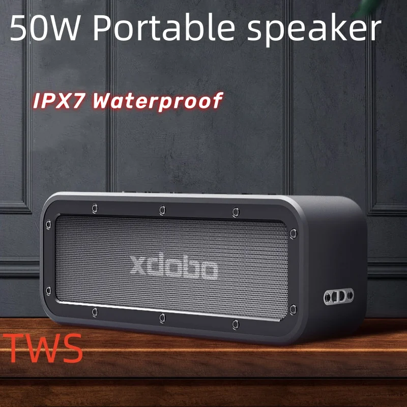 

XDOBO 50W Portable Outdoor IPX7 Waterproof Bluetooth Speaker Wireless 360 Stereo Surround Subwoofer Music Center Boombox TWS