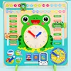Cartoon Wooden Frog Calendar Clock Set Children Wood Calendar Time Cognitive Matching Toys Kids Early Learning Education Toys 4