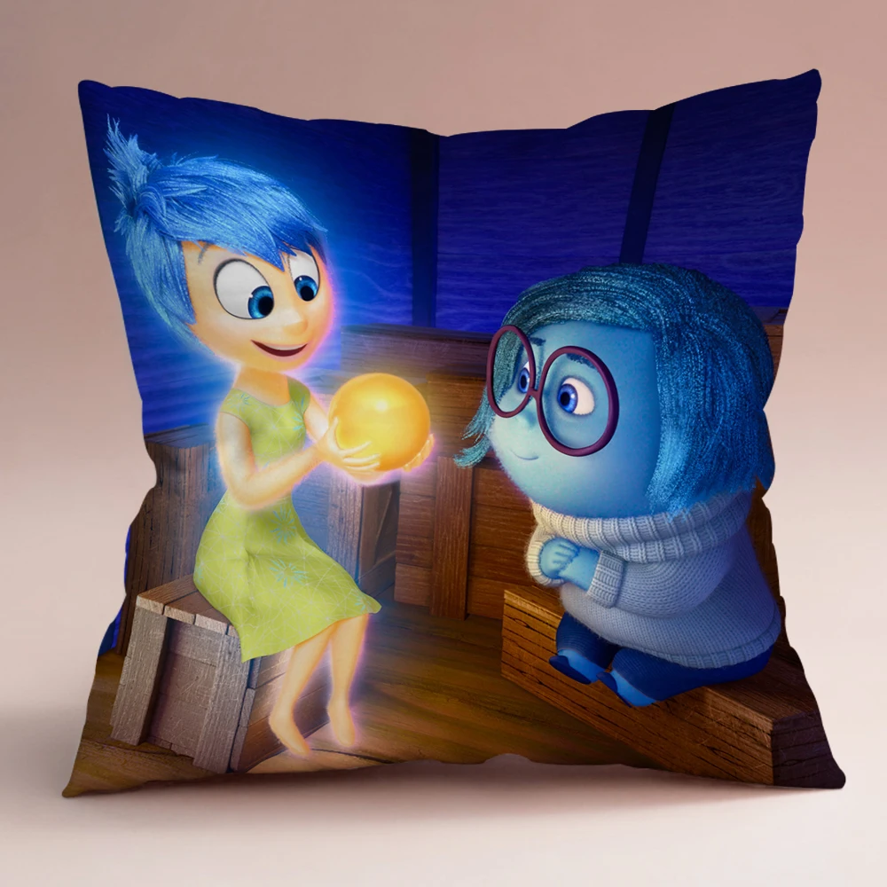 Funda de almohada de Inside Out 2 con dibujos animados de Disney Kawaii, alegría, tristeza, ira, funda de almohada para decoración de interiores de habitación infantil, regalos