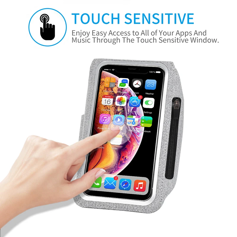 Running Sports Armbands Zipper Bag iPhone 16 15 14 13 12 11 Pro Max Samsung S24 Ultra phone armband