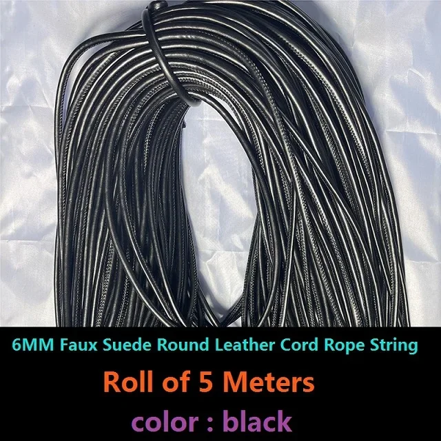 Cords Craft Round Leather Cord for Jewelry Making Bracelets Necklace DIY  Crafts and Hobby Projects Strings 6 mm Roll of 5 Meters