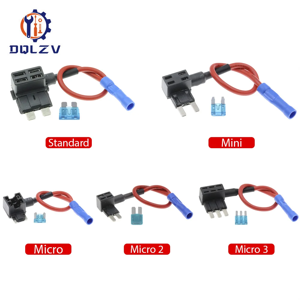 12V Mini adaptateur de prise de fusible, support de fusible lame APM ATM,  lame de support de boîte à fusibles lame prise de voiture add-a-circuit