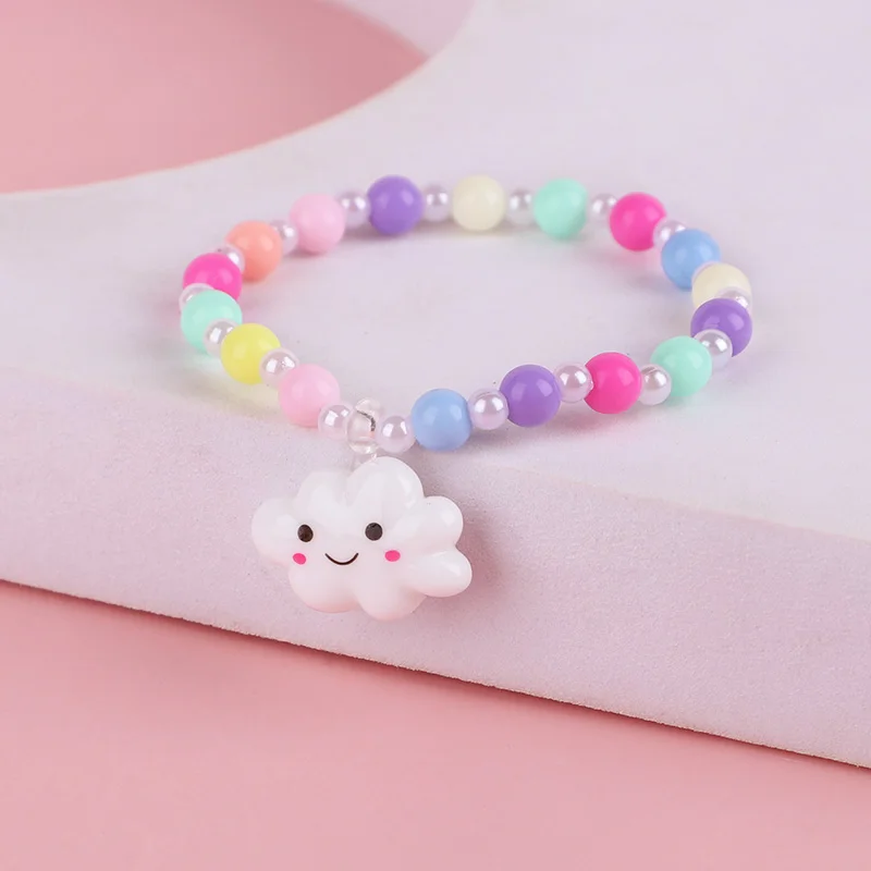 8Pcs/set Rainbow Unicorn Cloud Bracelets Kids Girls Unicorn Birthday Party Favors Goodie Pinata Filler Guests Gift Baby Shower