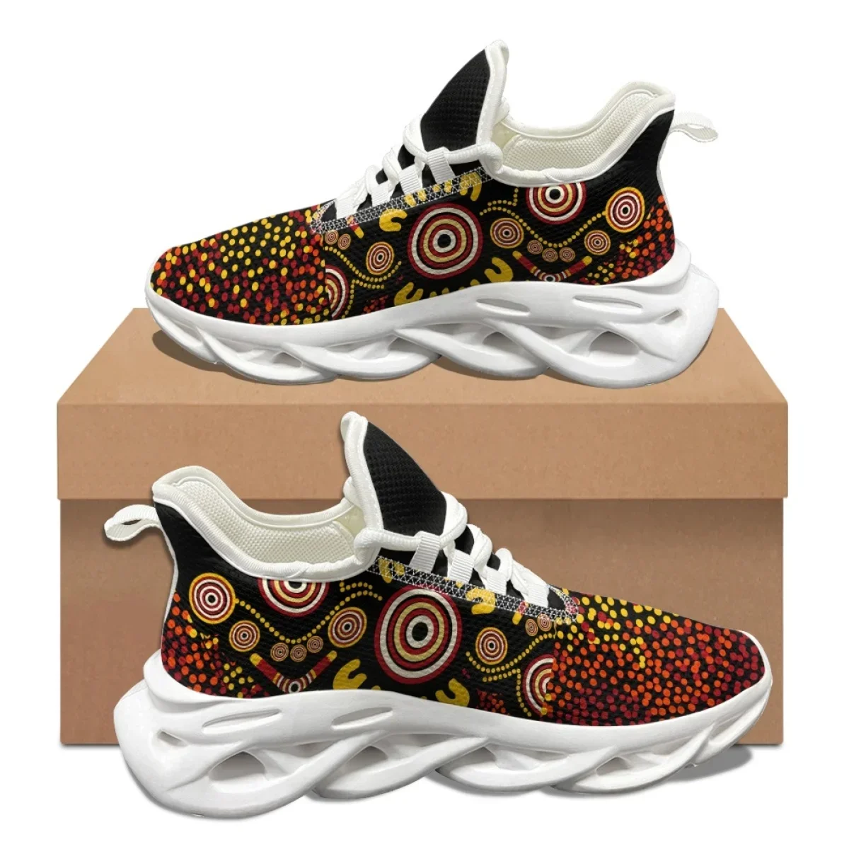 Australia Aboriginal Designer Sneakers Indigenous Lizard Art Casule Comfortable Flats Walking Shoes Anti-slip Shoes For Women